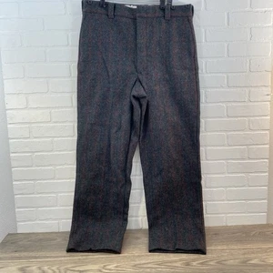 Vintage Woolrich Heavy Hunting Trousers Malone Grey Red Sz 38 Wool Pants Plaid - Picture 1 of 12