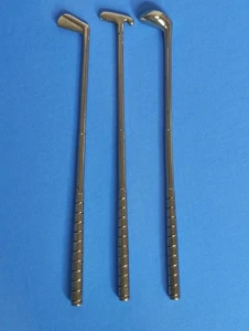 3 Vintage Silver-plated Golf Club Cocktail Swizzle Sticks Stirrers 6.25" - Picture 1 of 4
