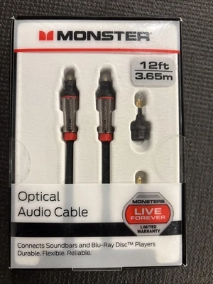 Monster 12' Ft Digital Fiber Optical Audio Cable for Soundbar, Blu-ray Cable Box - Image 1 of 3