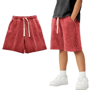 Boys Girls Cotton Shorts, Athletic Casual Jogger Loose Fit Kids Short with Po... - Picture 1 of 6