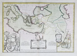 Oriente Asia Israel Jerusalén Tierra Santa Chipre mapa mapa Bonne grabado 1780 - Imagen 1 de 1