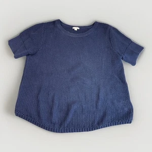 GAP Cotton Knit Short Sleeve Sweater Womens L - Navy Blue - Picture 1 of 5