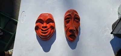 Máscara de cerámica vintage de tragedia y comedia de la abuela Frank Foto 1 de 4