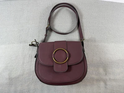 Burgundy Mauve Brass HW Vegan Hobo Crossbody Purse 10x9x3 Disneybound Bag - Image 1 of 4