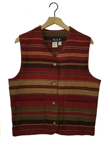 Vintage 80s Woolrich Serape Striped Wool Blanket Vest Southwest Womens USA Sz XS - Picture 1 of 9