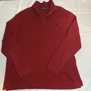 Polo Ralph Lauren Sweater Men’s XL -  1/4 Zip Up Red Pullover 100% Cotton - Picture 1 of 3