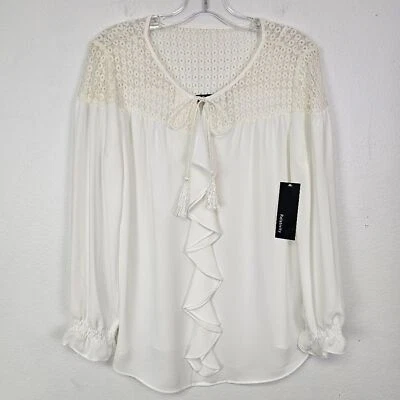 Blusa Relativity NUEVA Off White Gasa Volantes Encaje Talla M Fairycore Femenina  Foto 1 de 4