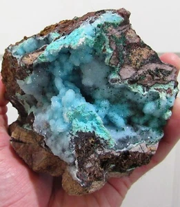 SENSATIONAL SPARKLING CHRYSOCOLLA W/ DRUZY QUARTZ CRYSTAL!!! REPUBLIC OF CONGO - Picture 1 of 11