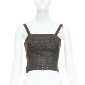 Top bustier MIU MIU Vintage 1998 Runway polar lana verde cristal IT38 XS - Imagen 1 de 10