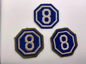 WWII Era Army 8th VIII Corps Lot of 3 Shoulder Patches Green Backs JJ - Picture 1 of 2