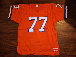 VTG RAWLINGS NFL DENVER BRONCOS #77 JERSEY ORANGE MADE IN USA LARGE - Picture 1 of 11
