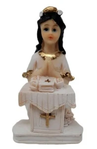 Estatua de 4"" de la niña que rezaba la primera comunión en el altar - 3 piezas - Imagen 1 de 2