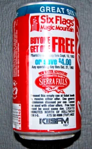 SIX FLAGS GREAT AMERICA Sierra Falls 12OZ ALUMINUM COCA COLA CAN EMPTIED 1993 - Picture 1 of 4