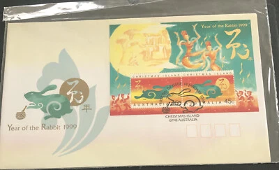 Mini hoja Australia FDC 1999 Año del Conejo Foto 1 de 4