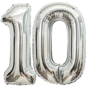 0 Number Balloons Silver 0 Balloons Number 40 Inch Number 0 Foil Mylar Balloons - Picture 1 of 6