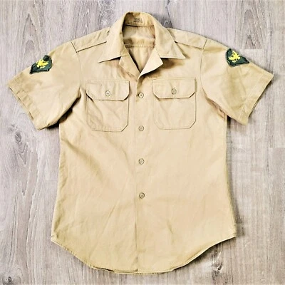 Vintage 60s US Military Khaki Twill Shirt Vtg 1968 Vietnam War Army Utility Sz S - Image 1 of 4