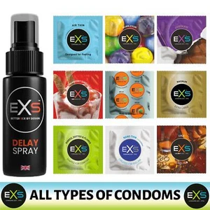 EXS Condoms Flavoured, Magnum, Delay, Air Thin, Nano Thin, Ribbed Condoms - Picture 1 of 2