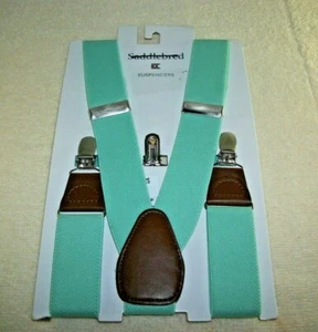 SADDLEBRED MENS SUSPENDERS 32MM Y Back Stretch Clip Adjustable Mint Green **NEW* - Picture 1 of 3
