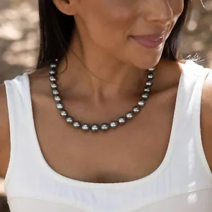 Da collezione! Collana di perle nere di Tahiti 10-12 mm e chiusura in argento 18-19" $1825 ๐ - Foto 1 di 8