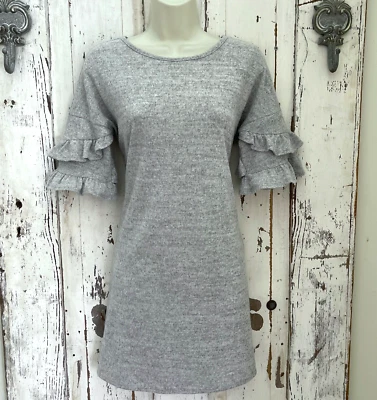 Speechless подростков размер маленький серый мягкий вязаный оборки заявление рукав Shift платье - Изображение 1 из 4