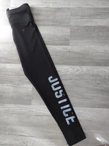 NWT Justice Girls Black Active Leggings Full Length Blue Glitter Size 7  (12) - Picture 1 of 1