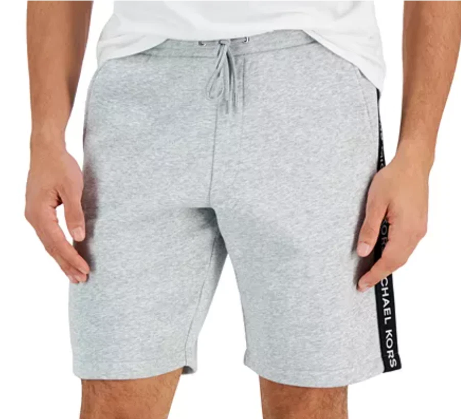 NUEVO CON ETIQUETAS Pantalones Cortos Michael Kors Para Hombre Logo Cinta Polar en Gris Jaspeado, Talla L Foto 1 de 1