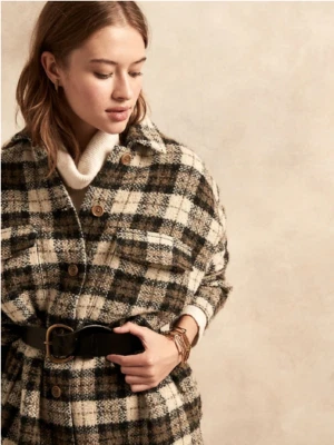 NUEVA CHAQUETA CAMISA BOUCLE MUJER BANANA REPUBLIC TALLA XL NEGRA A CUADROS NUEVA CON ETIQUETAS OTOÑO 2021 Foto 1 de 4