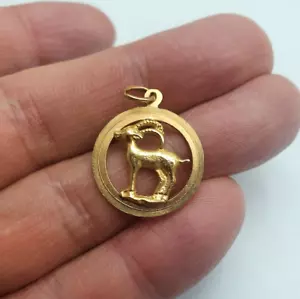 Capricorn Zodiac 18K Yellow Gold Charm Pendant - Picture 1 of 12