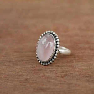 Fantástico Rosa Cuarzo Gema 925 Plata de Ley Handmade Anillo Todo Tamaño C-55 - Imagen 1 de 5