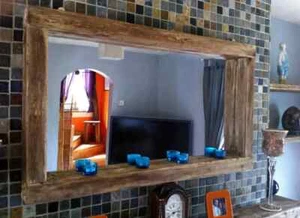 Reclaimed wooden mirror with tea light shelf - Picture 1 of 2