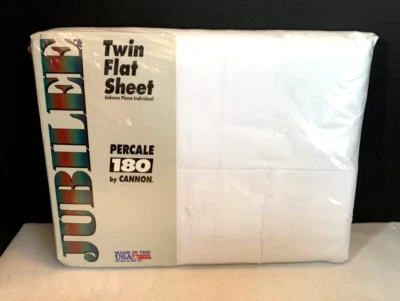 Vintage Solid White Twin Flat Sheet Percale Cannon Mills Jubilee USA - Image 1 of 4