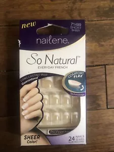Nailene So Natural 71499 Everyday French Short Sheer Nails w/Adhesive Glue F-38 - Picture 1 of 1