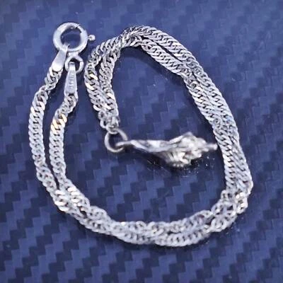 9.75”, Italian sterling silver 925 twisted curb chain anklet shell charm - Image 1 of 4