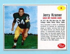 2022-1962 Style Cereal Football Card # 8 Jerry Kramer -- Packers