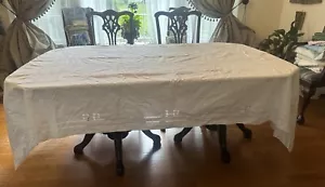 Tovaglia Banchetto Inserto Pizzo Italiano Vintage Ricamata Bianca 94” X 68” Italia - Foto 1 di 9