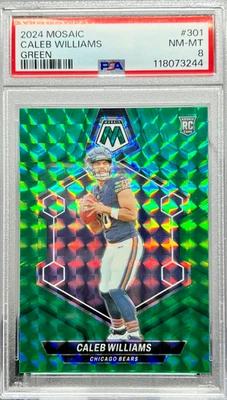2024 Caleb Williams Green Mosaic Rookie Card Graded PSA 8 Bears Hot Young QB - Image 1 of 2