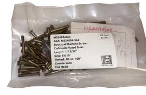 MS24694S12 New 100 Pack Machine Screw - Bild 1 von 4