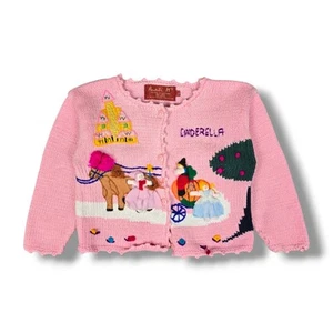 Fairy Tales on Parade Cinderella Handmade 3D Cardigan Sweater Girls Size Small - Picture 1 of 6