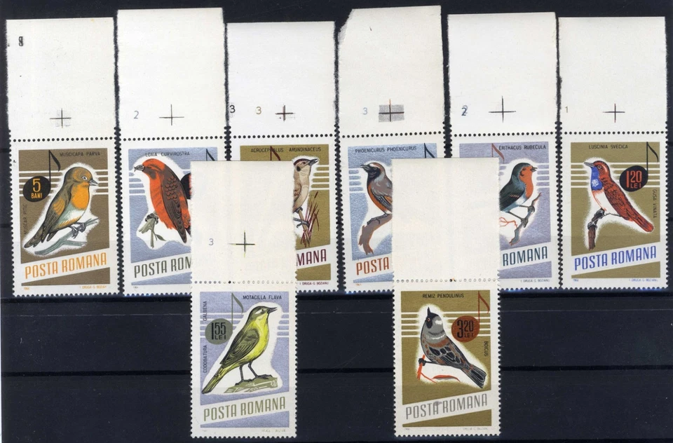 Rumania 1966 pájaros cantores, péndulo, cola amarilla, pájaros cantores, Énekesmadarak + m Foto 1 de 1