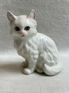 Estatuilla de gatito blanco sentado vintage - Imagen 1 de 6