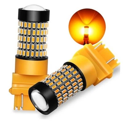  3157 4157 Bombillas LED, 2800 Lúmenes Super Brillante T25 Cuña 3156 Amarillo Ámbar Foto 1 de 4