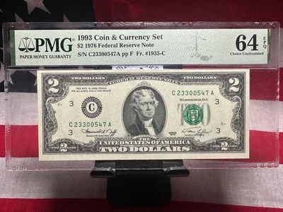 1993 $2 Banknote - Coin and Currency Set - PMG - 64 - Image 1 of 2