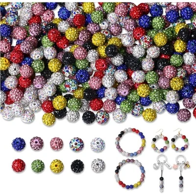 10mm Strass Perlen bunte Glitzerperlen für DIY Schmuck Armbänder Ketten Ohrri... - Bild 1 von 4