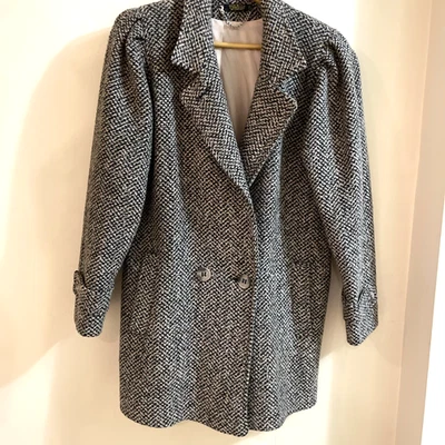 Abrigo Chaqueta De Colección Años 80 Tweed Doble Pecho Para Mujer M Rosa Pastel Mangas Abullonadas EE. UU. Foto 1 de 4