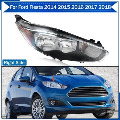 Right Passenger Side Halogen Headlight Assembly Black For Ford Fiesta 2014-2018 - Image 1 of 4