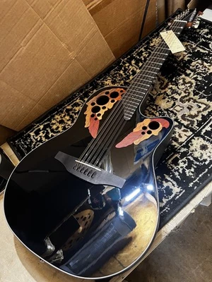 Ovation CE4412-5-G E-Acoustic Guitar Celebrity Elite Mid Cutaway 12-string-Black - Image 1 of 4
