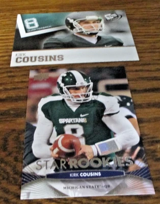 2) Футбольная карточка дебютанта Kirk Cousins 2012 UD NO105 2012 PressProof No8 Michigan St - Изображение 1 из 2