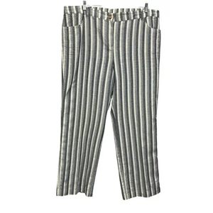 Chico's Pants Womens Size 3.5 (L/18) Blue White Stripe Lagenlook Wide Leg Casual - Picture 1 of 13