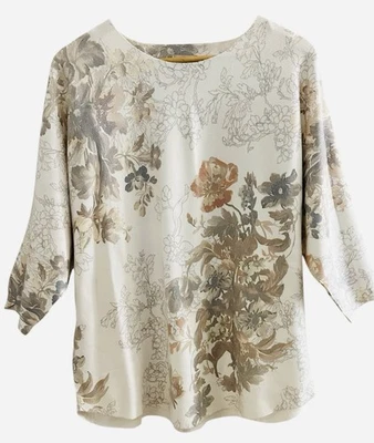 Suéter Floral Blanco Sioni Calce Relajado Manga 3/4 Dolman Tan Suave Talla 1X ¡NUEVO! Foto 1 de 4