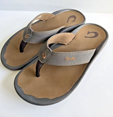 Nuevas sandalias de playa Olukai para hombre talla 10 Ohana marrón natural chanclas cómodas Foto 1 de 4